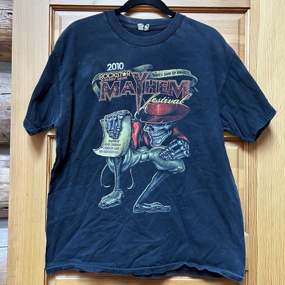 Rockstar Mayhem Festival Tee Shirt 2010 Death Metal Rock Korn Rob Zombie Concert